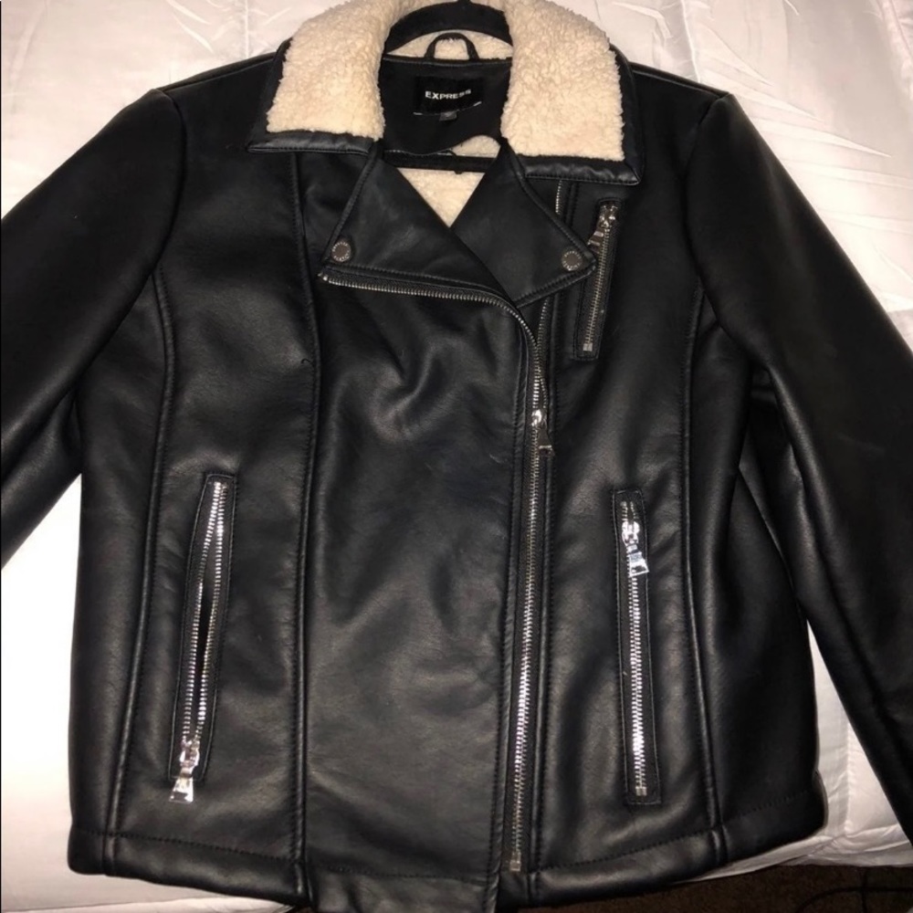 Express Sherpa Lined Faux Leather Jacket